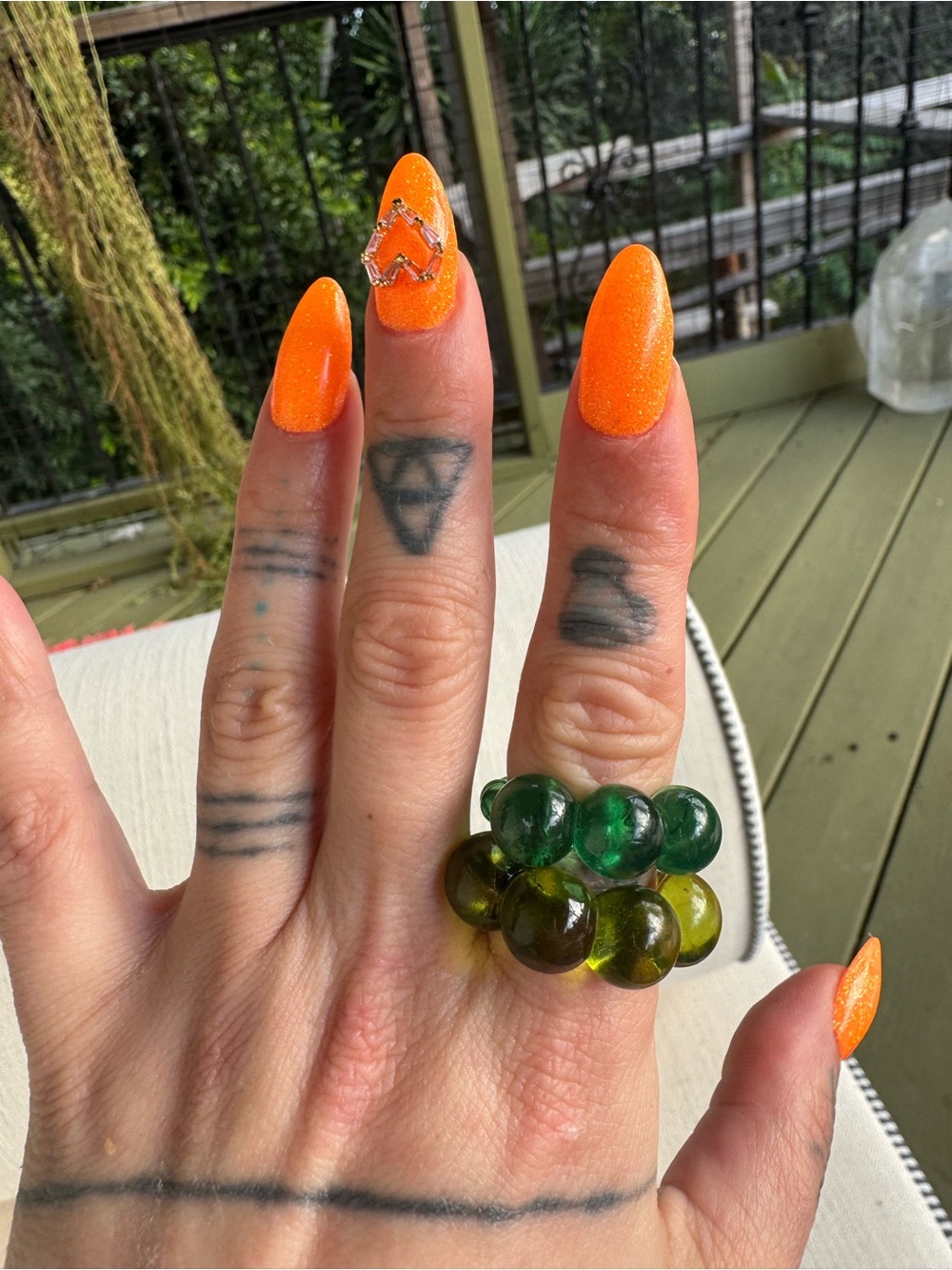 Set of 2 Green Resin Bubble Rings size 7